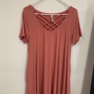 Crisscross Short Sleeve Dress XL